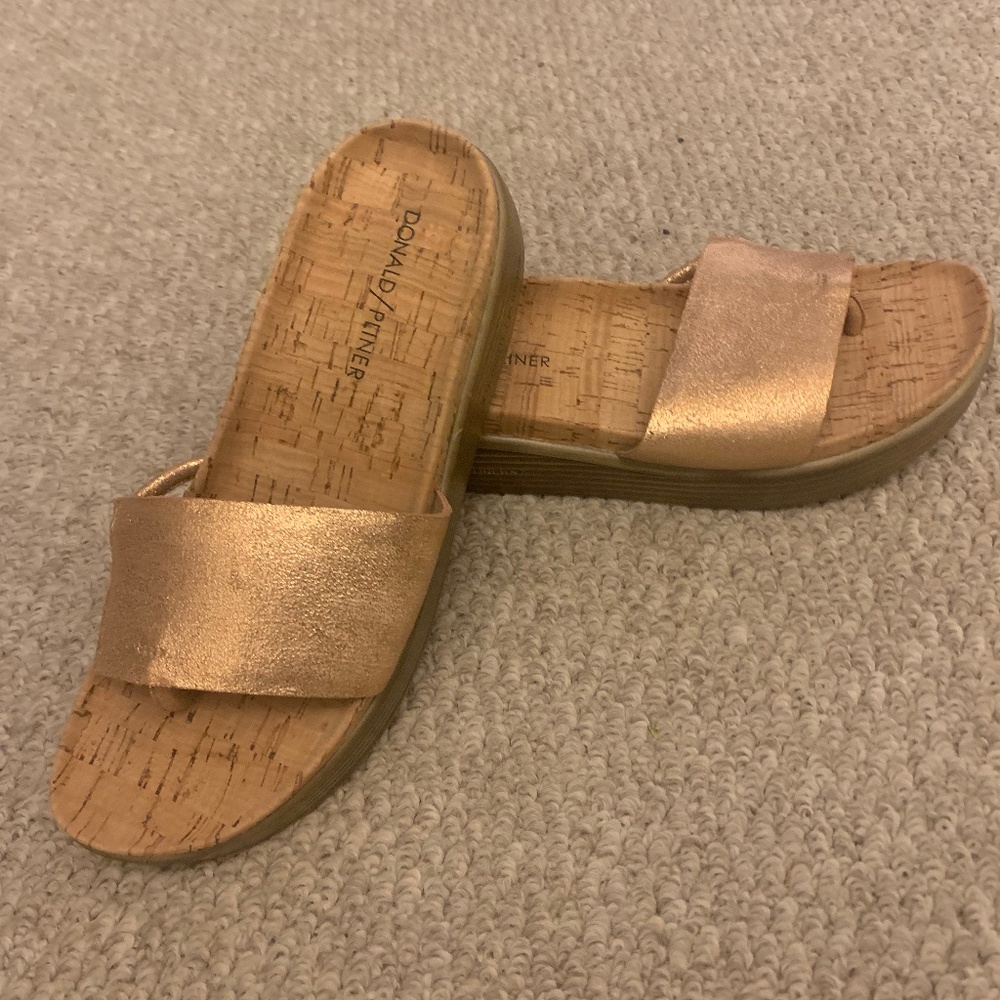 Metallic Donald Pliner Slides